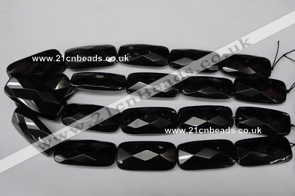 CON93 15.5 inches 20*40mm faceted rectangle black onyx gemstone beads