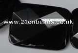 CON94 15.5 inches 30*40mm faceted rectangle black onyx gemstone beads