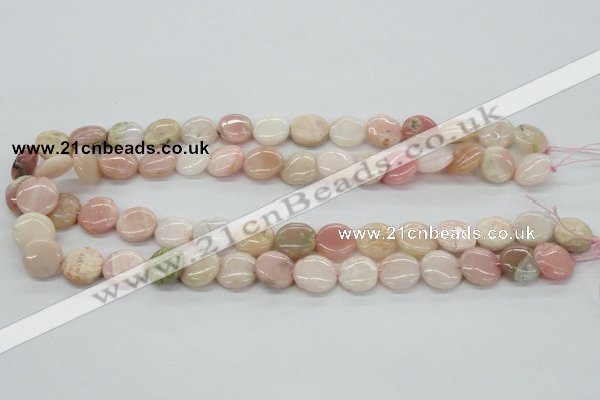 COP09 15.5 inches 14mm flat round natural pink opal beads wholesale