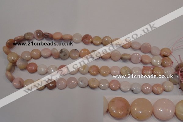 COP1014 15.5 inches 12mm flat round natural pink opal gemstone beads