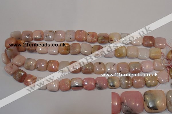 COP1044 15.5 inches 14*14mm square natural pink opal gemstone beads