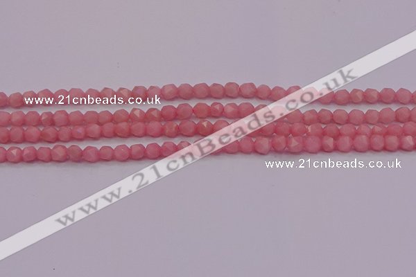 COP1221 15.5 inches 6mm faceted nuggets Chinese pink opal beads