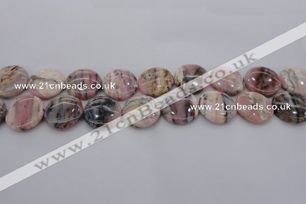 COP1262 15.5 inches 14mm flat round natural pink opal gemstone beads