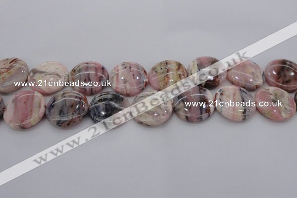 COP1264 15.5 inches 18mm flat round natural pink opal gemstone beads