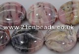 COP1265 15.5 inches 20mm flat round natural pink opal gemstone beads