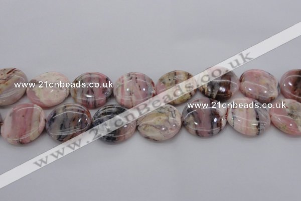 COP1265 15.5 inches 20mm flat round natural pink opal gemstone beads