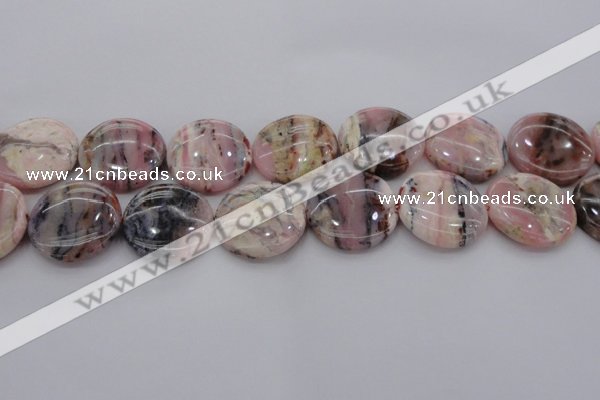 COP1266 15.5 inches 22mm flat round natural pink opal gemstone beads