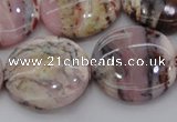 COP1267 15.5 inches 25mm flat round natural pink opal gemstone beads
