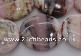 COP1268 15.5 inches 30mm flat round natural pink opal gemstone beads