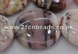 COP1269 15.5 inches 35mm flat round natural pink opal gemstone beads