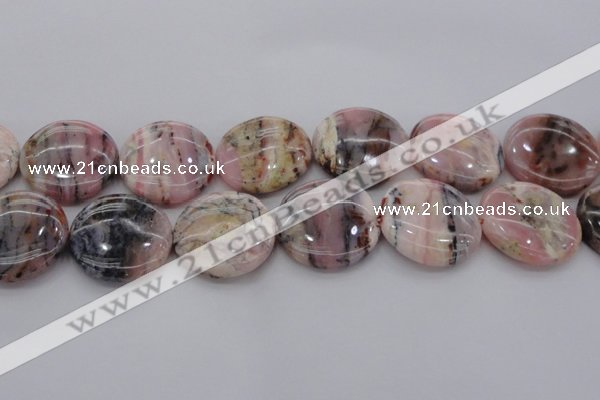 COP1269 15.5 inches 35mm flat round natural pink opal gemstone beads