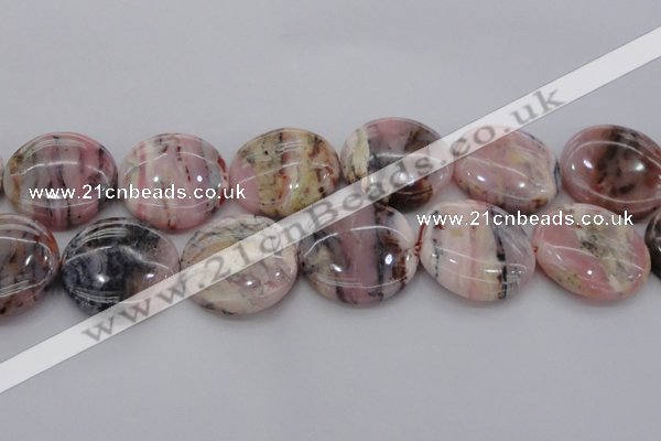 COP1270 15.5 inches 40mm flat round natural pink opal gemstone beads