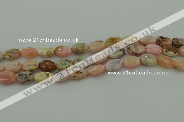 COP1291 15.5 inches 10*14mm oval natural pink opal beads