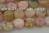 COP1293 15.5 inches 8mm flat round natural pink opal beads