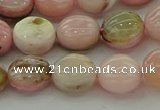 COP1294 15.5 inches 10mm flat round natural pink opal beads