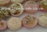 COP1295 15.5 inches 12mm flat round natural pink opal beads