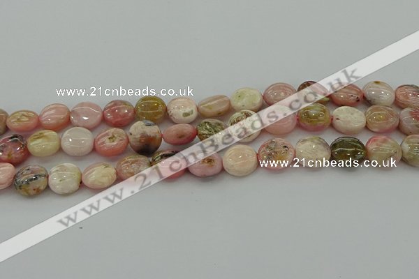 COP1295 15.5 inches 12mm flat round natural pink opal beads