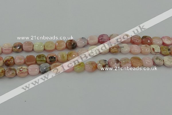 COP1297 15.5 inches 8*8mm square natural pink opal beads