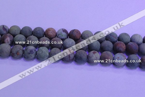 COP1356 15.5 inches 16mm round matte green opal gemstone beads