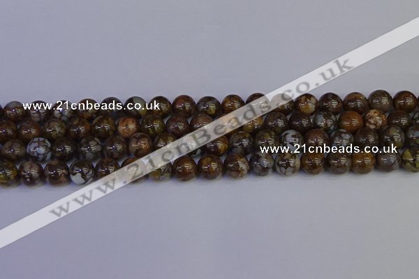 COP1373 15.5 inches 10mm round fire lace opal beads wholesale