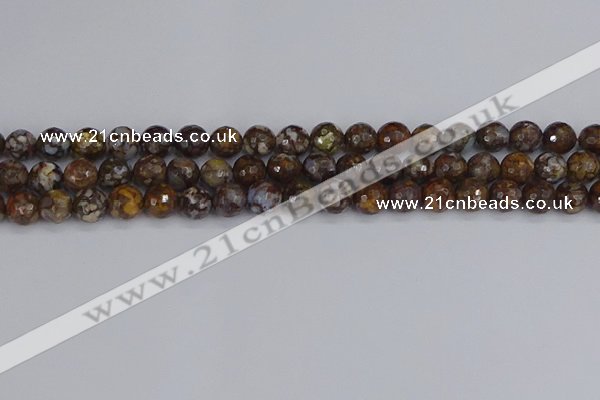 COP1388 15.5 inches 8mm faceted round fire lace opal beads