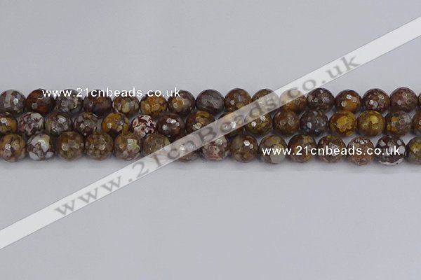 COP1389 15.5 inches 10mm faceted round fire lace opal beads