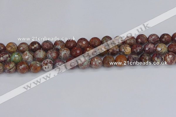 COP1396 15.5 inches 10mm faceted round African green opal beads