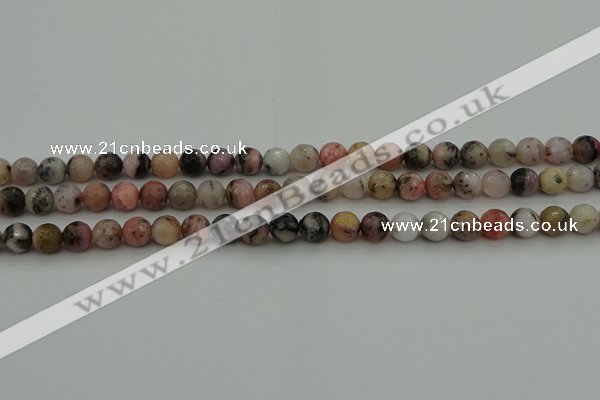 COP1412 15.5 inches 8mm faceted round natural pink opal gemstone beads