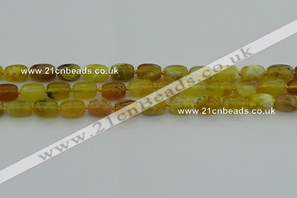 COP1420 15.5 inches 10*14mm drum yellow opal gemstone beads