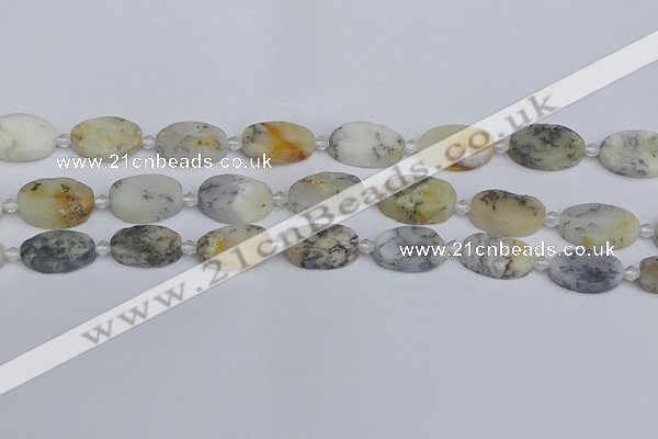 COP1432 15.5 inches 12*18mm oval white opal gemstone beads