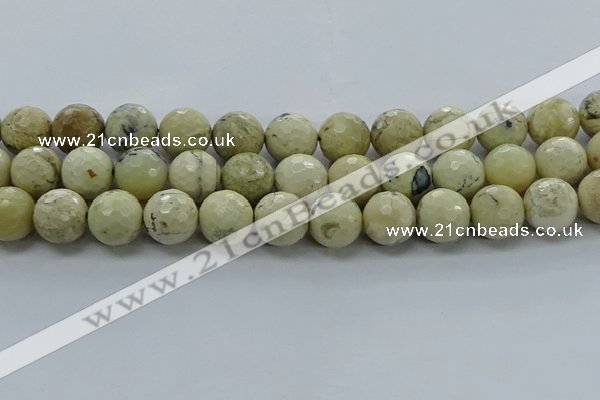 COP1475 15.5 inches 14mm faceted round African opal gemstone beads