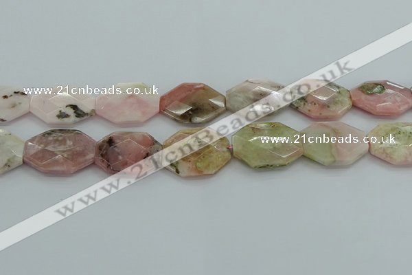 COP1494 15.5 inches 25*35mm faceted freeform natural pink opal beads