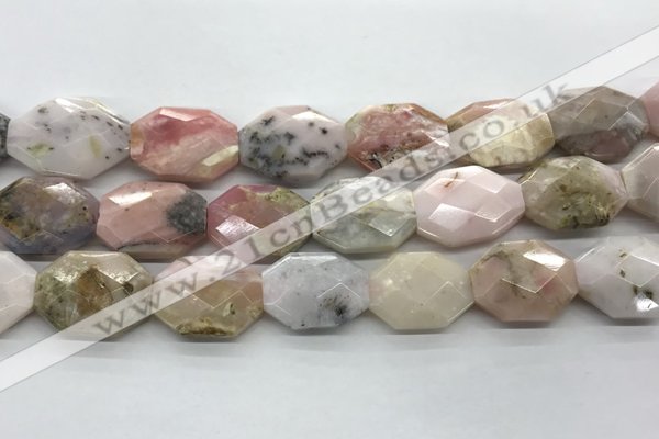 COP1496 18*25mm - 20*28mm faceted octagonal natural pink opal beads