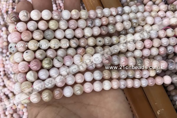 COP1541 15.5 inches 6mm round AB-color natural pink opal beads