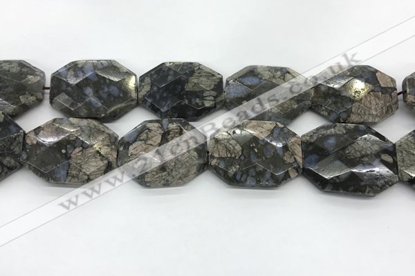 COP1552 30*40mm - 35*45mm faceted octagonal grey opal beads