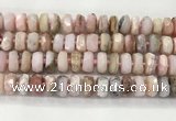 COP1553 15.5 inches 6*12mm - 8*13mm faceted tyre natural pink opal beads