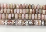 COP1553 15.5 inches 6*12mm - 8*13mm faceted tyre natural pink opal beads