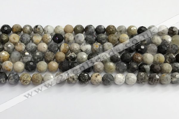 COP1610 15.5 inches 8mm faceted round moss opal beads