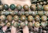 COP1645 15.5 inches 16mm faceted round green opal gemstone beads