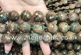 COP1646 15.5 inches 20mm faceted round green opal gemstone beads