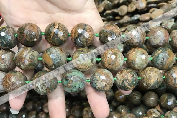 COP1646 15.5 inches 20mm faceted round green opal gemstone beads