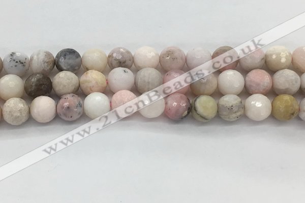 COP1713 15.5 inches 10mm faceted round natural pink opal beads