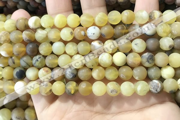 COP1767 15.5 inches 8mm round matte yellow opal beads wholesale