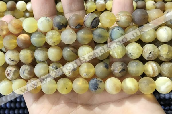 COP1768 15.5 inches 10mm round matte yellow opal beads wholesale