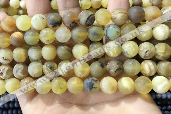 COP1769 15.5 inches 12mm round matte yellow opal beads wholesale