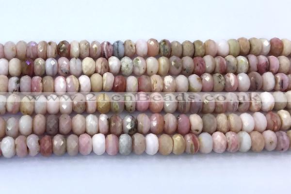 COP1876 15 inches 5*8mm faceted rondelle pink opal beads