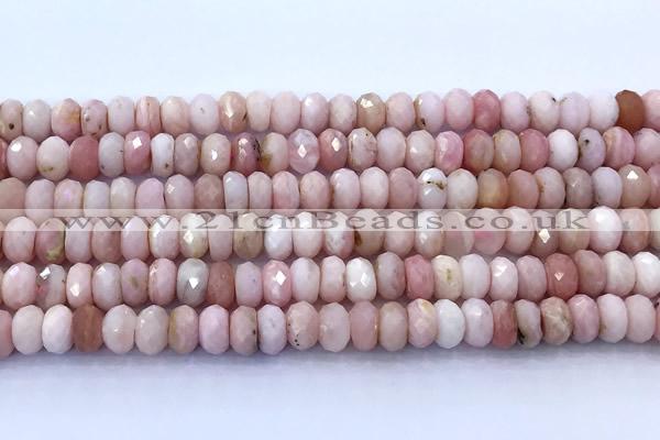 COP1877 15 inches 5*8mm faceted rondelle pink opal beads