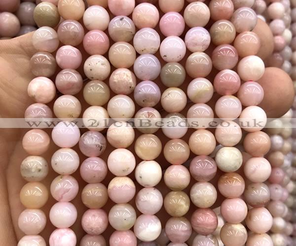 COP1927 15 inches 8mm round natural pink opal gemstone beads