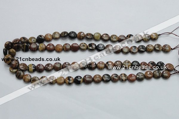 COP210 15.5 inches 10mm flat round natural brown opal gemstone beads