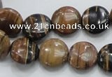 COP211 15.5 inches 14mm flat round natural brown opal gemstone beads